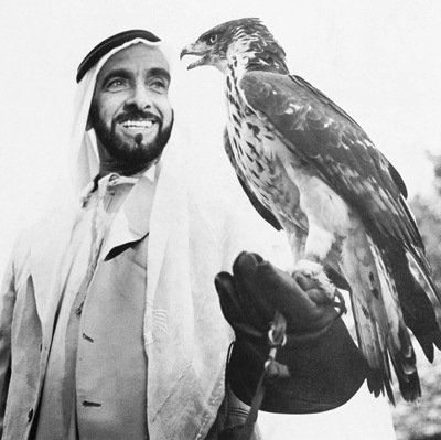 Шейх Заид с одним из своих соколов