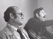 Поэт Мусса Батчаев с режиссёром Шахарбием Алиевым (1937-1991) на репетиции спектакля. Черкесск, 1978 год